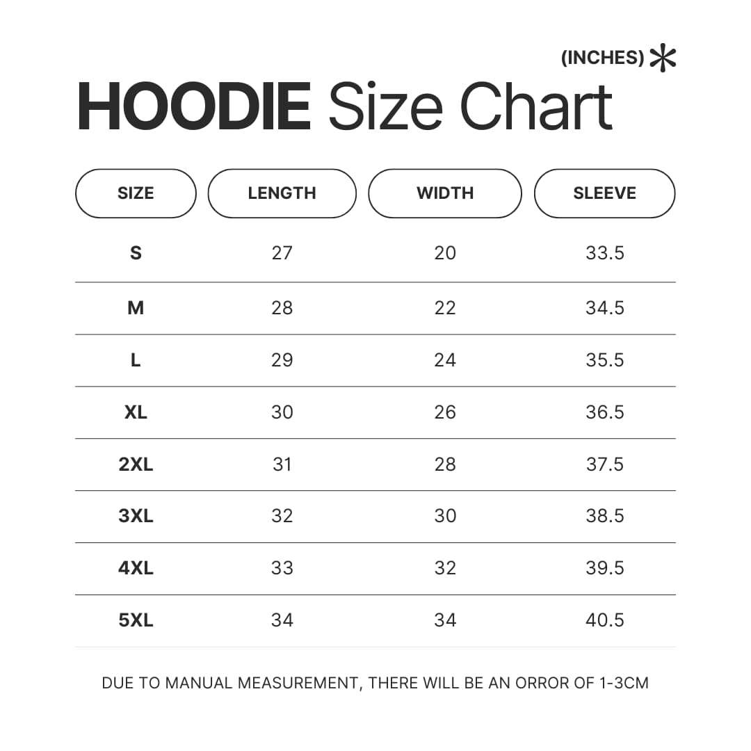 Hoodie Size Chart - Solo Leveling AU Store