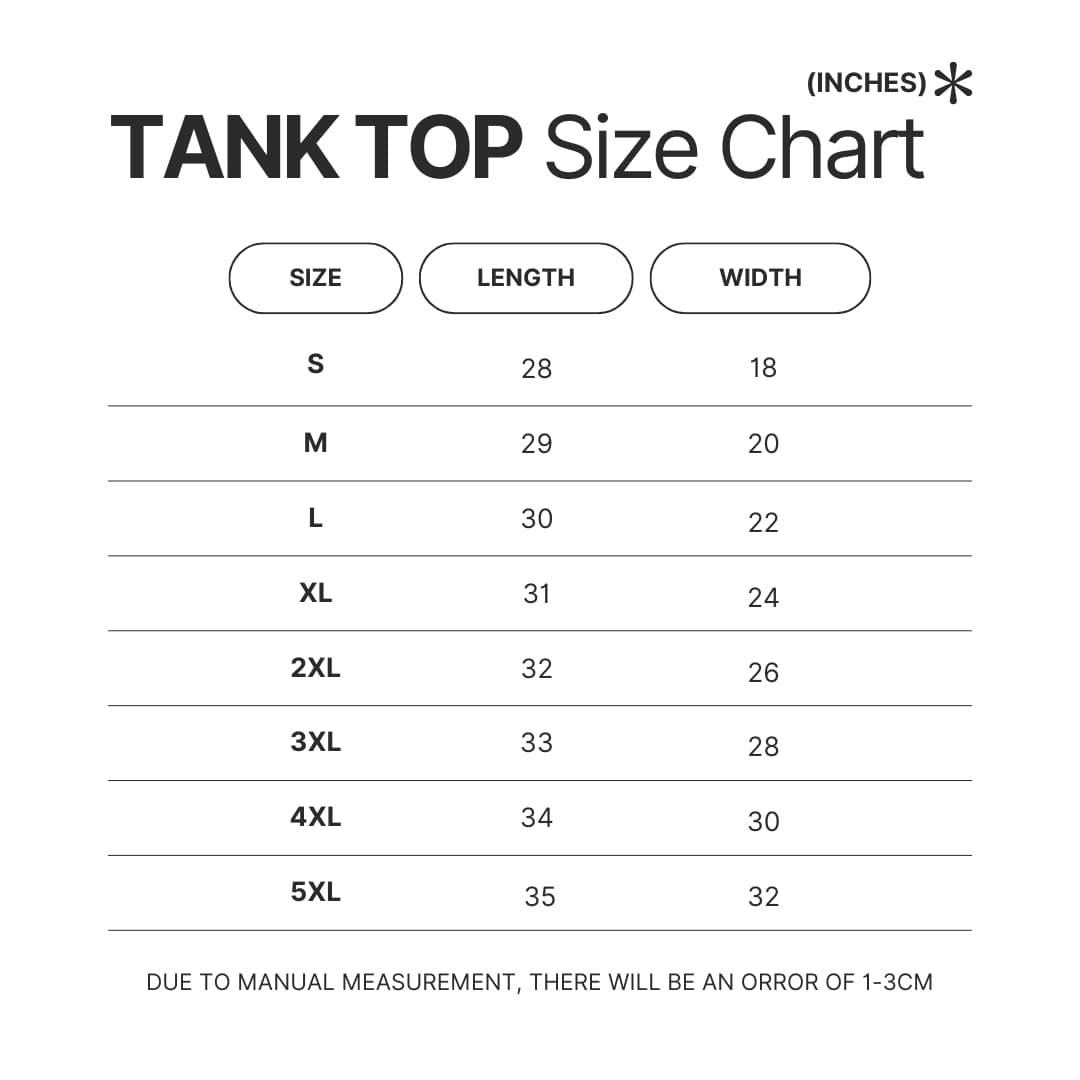 Tank Top Size Chart - Solo Leveling AU Store