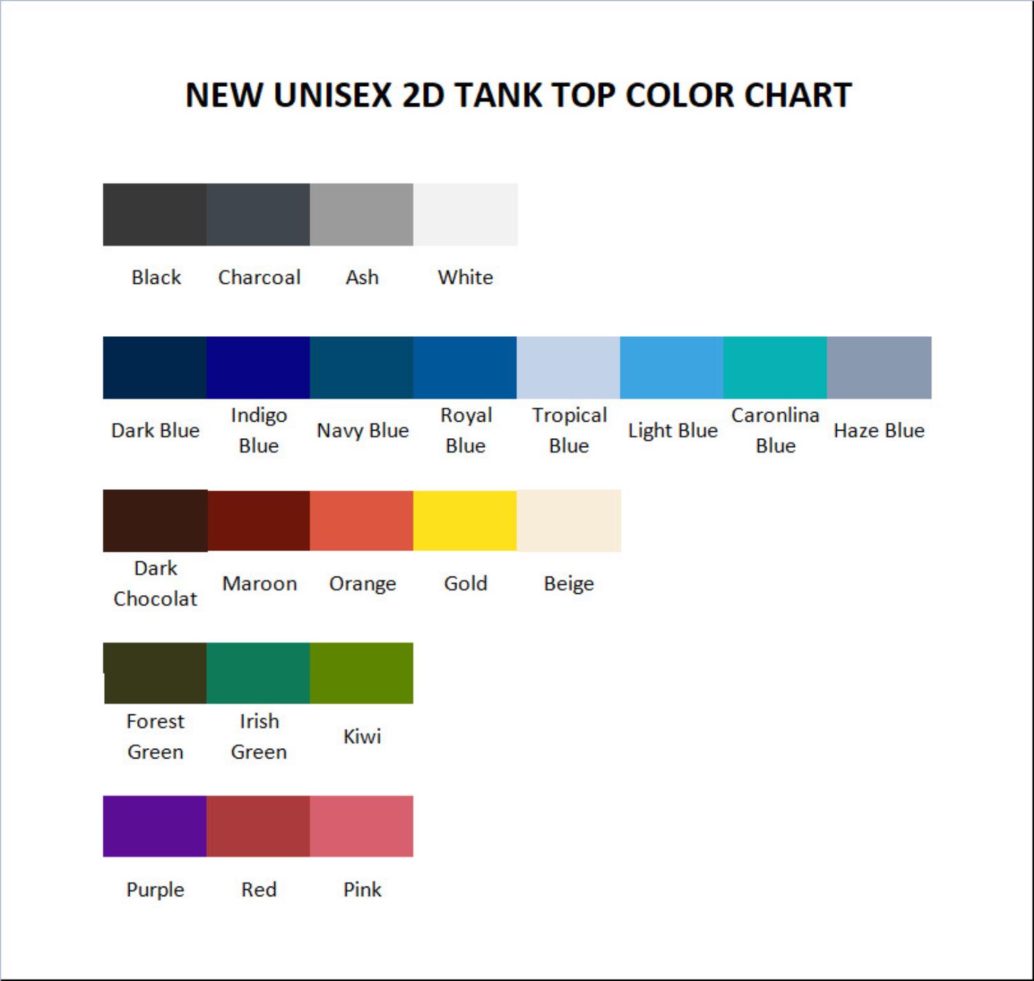 tank top color chart - Solo Leveling AU Store
