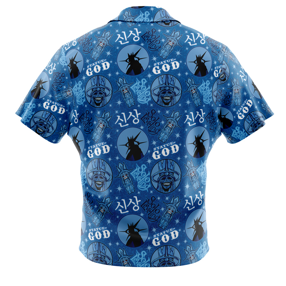 Statue of God Solo Leveling Button Up Hawaiian Shirt - Image 2
