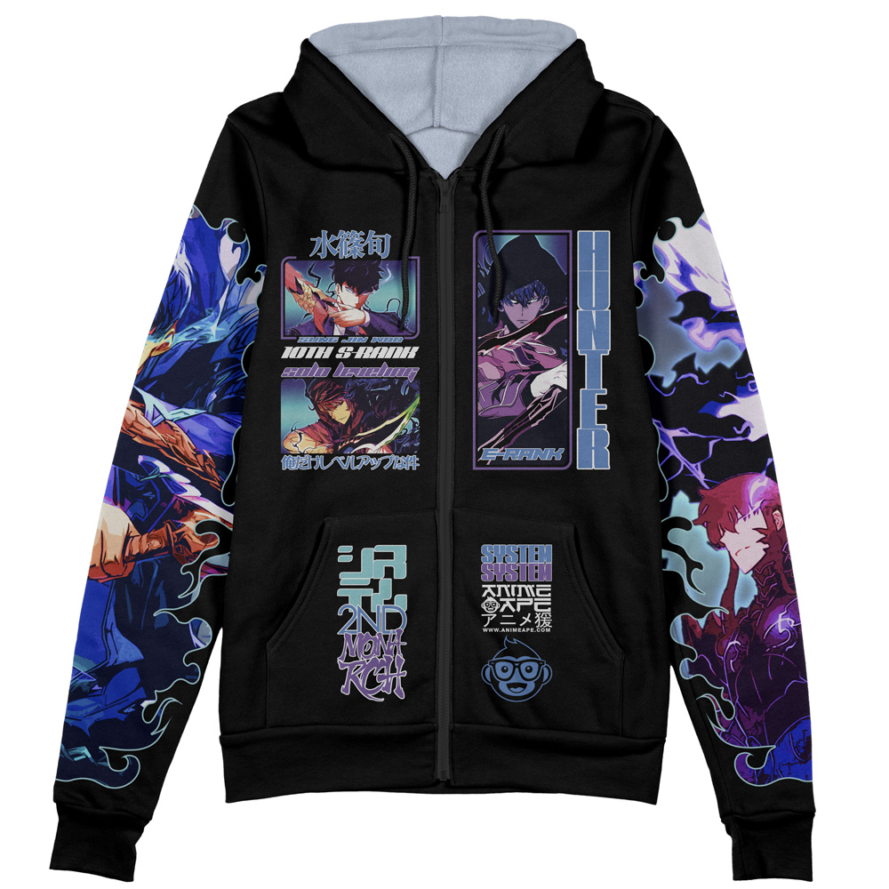 Sung Jin Woo V2 Solo Leveling 3D Zip Hoodie Jacket - Image 2
